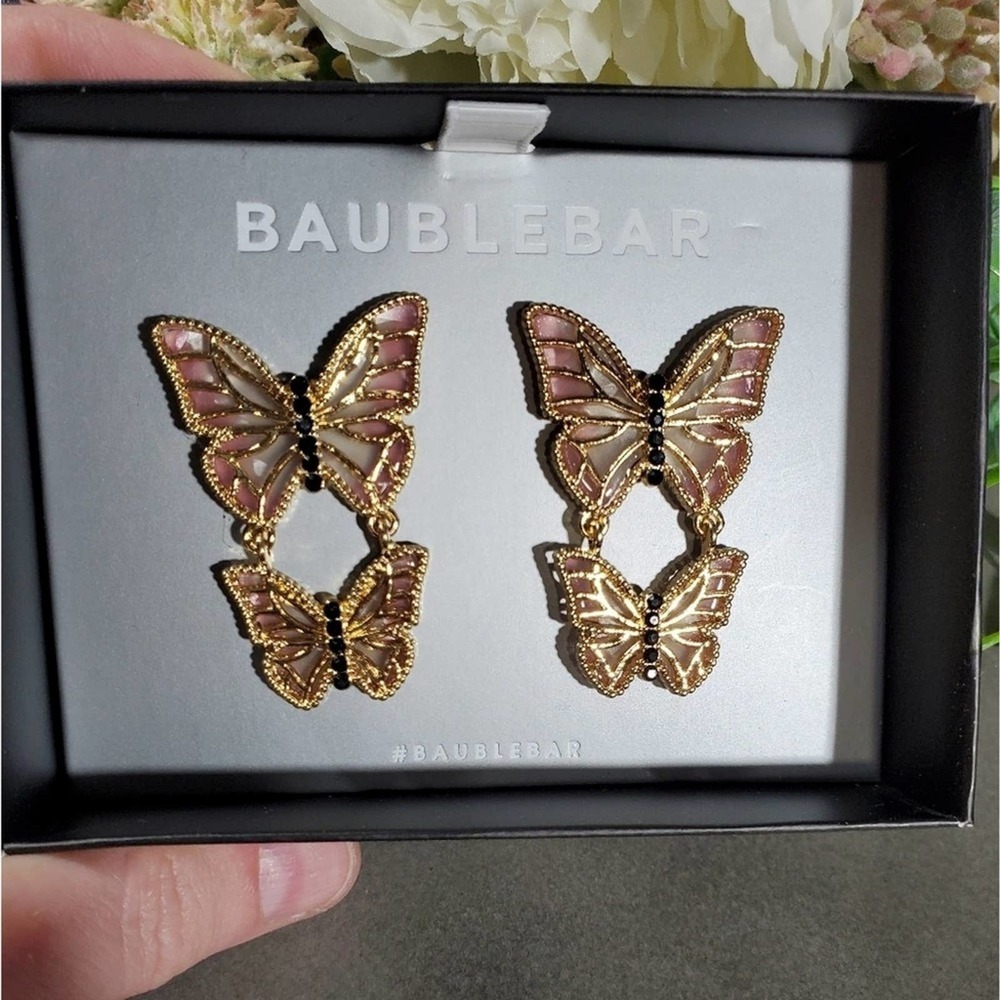 BaubleBar pearlized butterfly drop earrings New